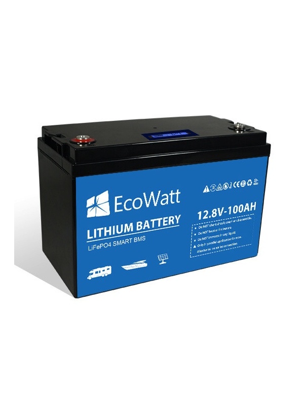 Bateria de Lítio 12V 100Ah (485x 172 x 240 mm) - EcoWatt LiFePO4 Smart