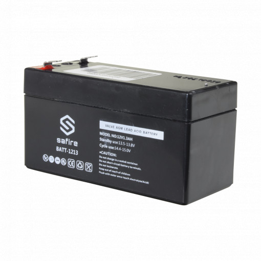 Bateria recarregável - Tecnología chumbo ácido AGM - Tensão 12 V - Capacidade 1.3 Ah - 58 x 97 x 65 mm / 540 g - Para backup ou utilização directa