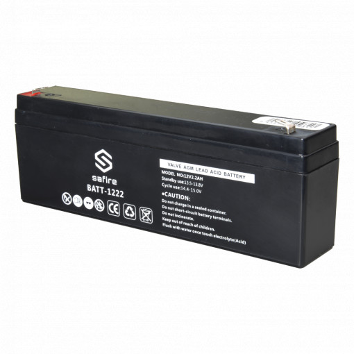 Bateria recarregável - Tecnología chumbo ácido AGM - Tensão 12 V - Capacidade 2.3 Ah - 58 x 34 x 178 mm / 820 g - Para backup ou utilização directa