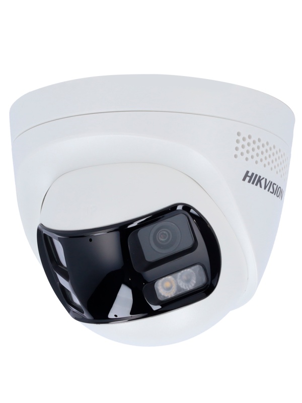 Câmara Turret IP Hikvision gama Value - Resolução 6 MP (3200x1800) MP [%VAR%] - Lente dual 2.8 mm visão panorâmica - Luz híbrida 30 m | Sirene e flash de dissuasão - Deteção de movimento 2.0 | MicroSD - Microfone e altifalante incorporados : PoE : IP67