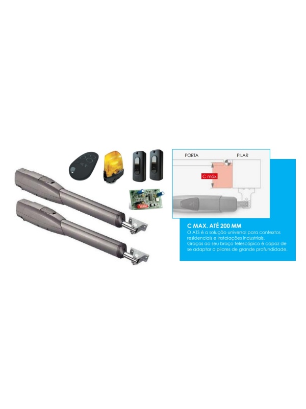 CAME - KIT ATS 3000 - 8K01MP-023 – 230V – Motor telescópico para portões com 2 folhas batente Máx. 3m por folha