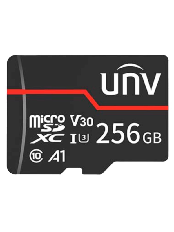 Cartão de memória Uniview - microSD | Capacidade 256 GB - Classe 10 | Velocidade de escrita 70 MB/s - Até 3.000 ciclos de escrita - Formato exFAT - Ampla gama de temperaturas.: -25 ºC a 85 ºC