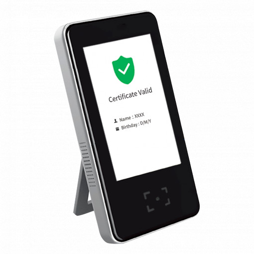 Leitor Passe Verde QR | Passaporte COVID EU - Conexão Ethernet e WiFi | Multi-linguagem - Verificar todos os tipos de certificados Covid - Autenticação com servidores de países da UE - Plug&amp;Play : Instalação na parede ou na superfície - Saída de relé