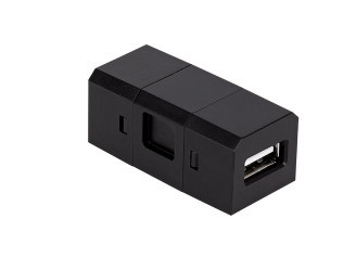 Módulo USB tipo A preto substituível para a tomada Sambo Box.