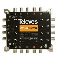 Multiswitch 5x5x8 "F" Terminal/Cascata, QUAD Compatível (Inclui F.Alimentação 12V-0,8A)
