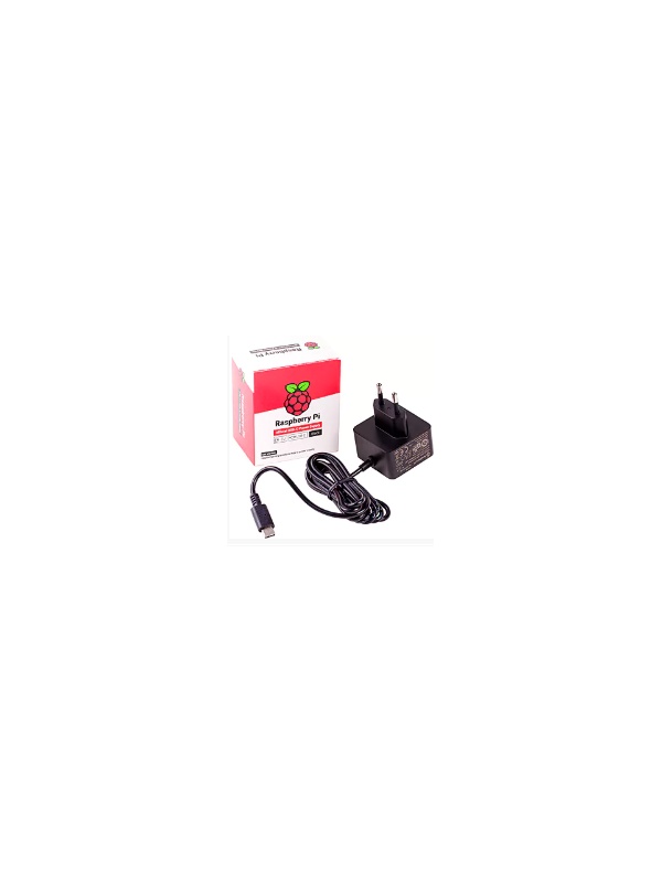 RASPBERRYPI4 - Fonte de alimentação USB-C (230VAC->5.1VDC) 3.0A 15.3W - preto - original para Raspberry Pi 4 - Raspberry Pi