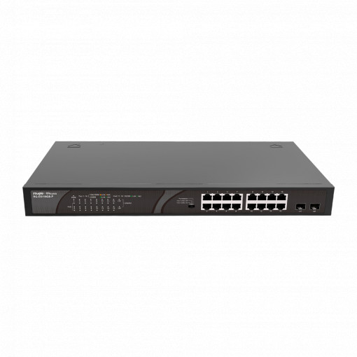 Reyee Switch PoE Sobremesa - 16 Puertos RJ45 + 2 Uplink SFP - 16 Puertos Gigabit + 2 Puertos Gigabit - 16 Puertos PoE+ 802.3af/at | Potencia total 247W - Aislado de Puertos / Flow Control - Plug and Play