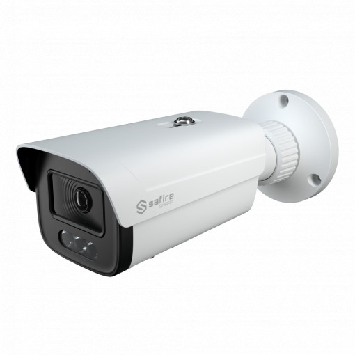 Safire Smart - Gama de câmaras IP bullet I1 com dissuasão ativa - Resolução 4 Megapixel (2566x1440) - Lente 2.8-12 mm | MIC e altifalante | Duallight 40m - IA: Classificação de humano e veículo - Impermeabilidade IP67 | PoE (IEEE802.3af)