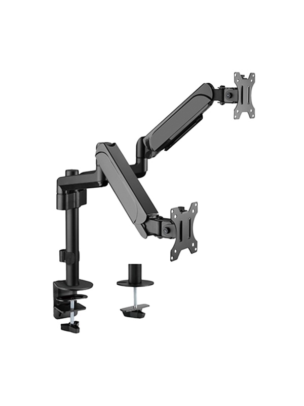 Suporte para monitor duplo - Instalação em mesa - Carga máxima 9 Kg/braço - Inclinação -35º +35º - VESA 75x75mm - VESA 100x100mm