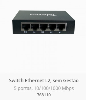 Switch Ethernet L2, não Gerenciado 5x 10/100/1000Mbps Ethernet
