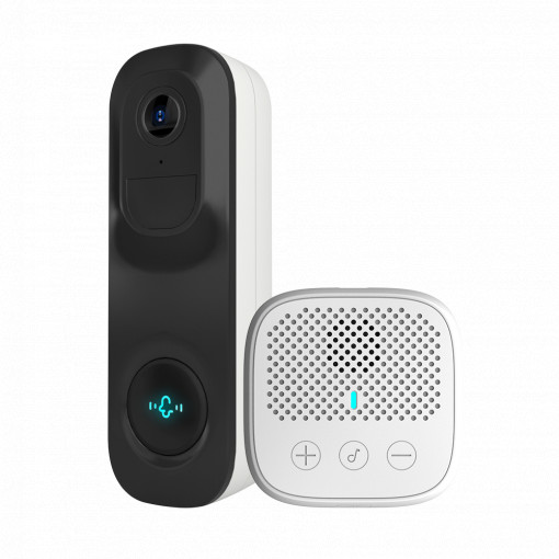 VicoHome Videotimbre 3Mpx WiFi - Sensor PIR / Deteção inteligente (nuvem) - Bateria 5200 mAh ou fonte de alimentação com fios - Lente 2.8mm 160°/ IR5m/ Ranhura SD - Campainha interior sem fios incluída - VicoHome e aplicações Cloud / Alexa