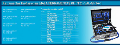 WAGO - LIGADORES WAGO + MALA FERRAMENTAS PROFISSIONAIS KIT Nº2 VAL-GPTA-1