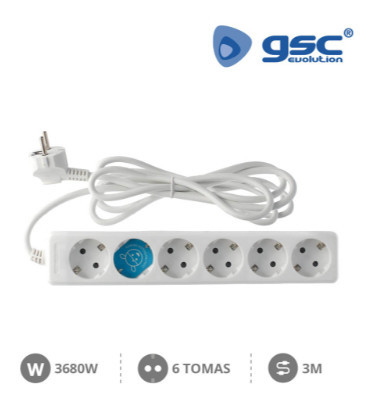 000000022 - 8436021940223Base múltipla 6T (3x1,5mm) 3M Branco