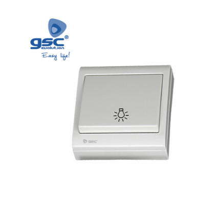 000200494 - 8436021944948Botão de superfície Luz Branca 80x80mm 10A 250V