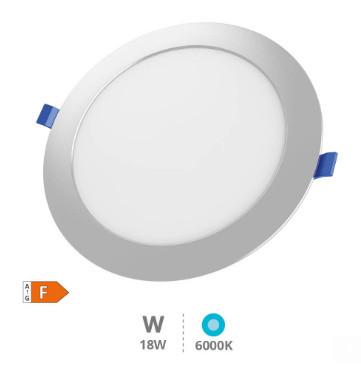 201000063 - 8433373062993Downlight embutida de LED redondo Belur 18 W 6500 K cinza