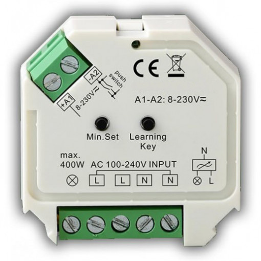211218.3400 - Controlador DIM 240Vac 400W (230Vac) Push Dim / RF - Quant. fornecida = 1 un