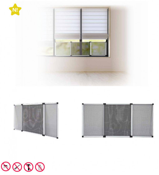 402000001 - 8433373059481Rede mosquiteira extensível para janelas 50x70cm - caixa 5u
