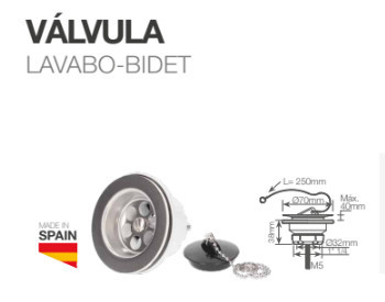 404035013 - 8433373058057 Válvula para pia - bidê 1" 1/4 Ø70mm