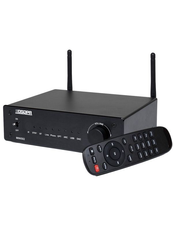Amplificador reprodutor - 2 x 50W - Ligação Bluetooth dupla - Reprodução USB - Definições para a equalização - Mando a distancia
