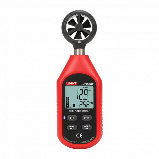 Anemómetro de mano tipo Split - Sensor de velocidad del viento de alta precisión - Sensor de temperatura - Apagado automático - Conexión a APP a través de Bluetooth - Display LCD retroiluminado