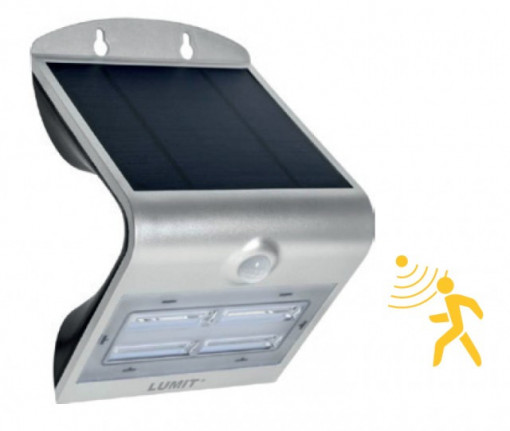 Aplique LED solar 3,2W c/ sensor e bateria 120º 6000K