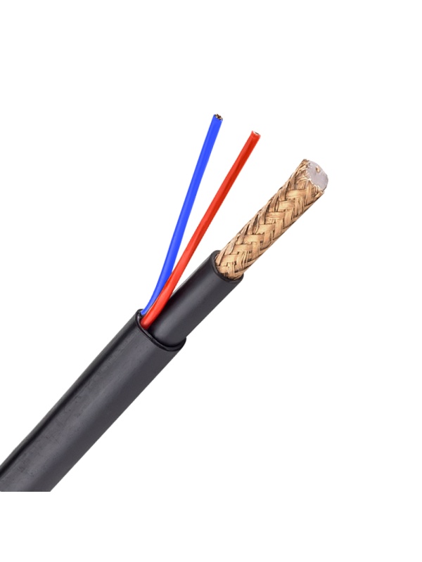 Cabo Combinado - Micro RG59 + alimentação - Bobine de 300 metros - Revestimento cor negra - Diâmetro exterior 6.8 mm - Capa exterior LSZH