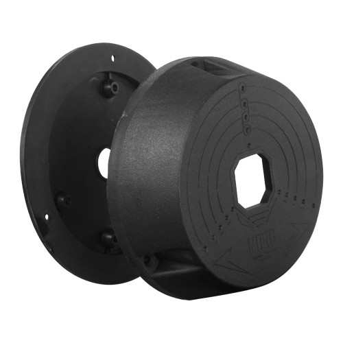 Caixa de conexões para câmaras domo - Apto para uso exterior - Instalação em tecto ou parede - Fabricado em plástico - Cor preto