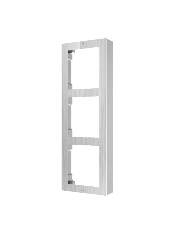 Caixa de registo de superfície - Até 3 módulos - Específico para video porteiros Hikvision - Compatível com os módulos Hikvision - Caixa fabricada em alumínio para aviação - Painel fabricado em aço inoxidável
