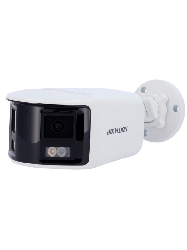 Câmara Bullet IP de Gama Value - Resolução 8 Mpx (4256x1888) - Lente dual 2 mm visão panorâmica - Alcance da luz híbrida 30 m - Microfone incorporado | Sirene e flash dissuasor - Deteção de movimento 2.0 | MicroSD | PoE | IP67