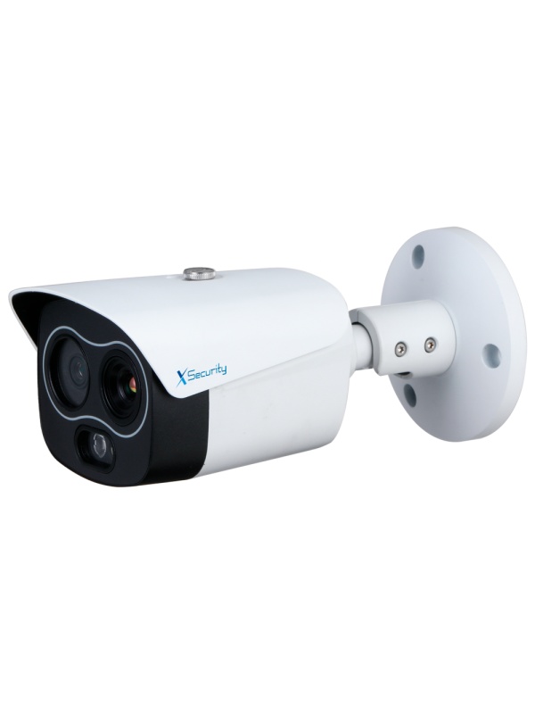 Câmara Térmica Bullet IP Dupla X-Security - 256x192 VOx | Lente 3.5 mm | Sensibilidade ≤ 40mK - Sensor óptico 1/2.7” 4 Mpx | Lente 4 mm - WizSense, com classificação de pessoas e veículos - Deteção de fumo e calor - Áudio | Alarmes | MicroSD | PoE