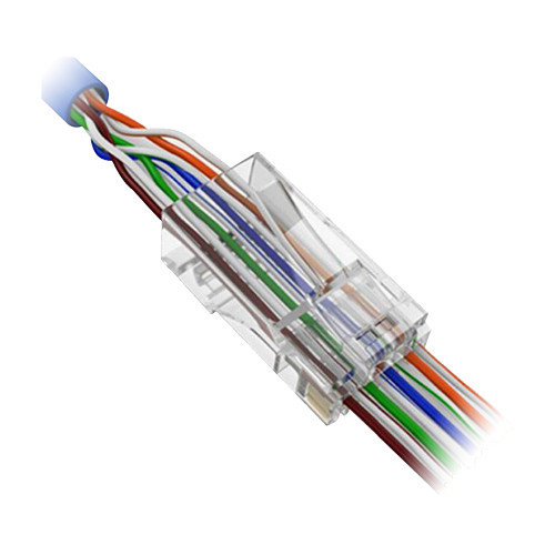 Conector RJ45 Safire - Para crimpar - Categoria especial 6 - Abertura frontal para facilitar a instalação - 50 unidades (preço por unidade)
