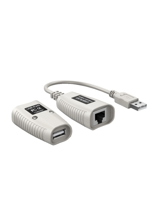 Extensor USB - 1 Emissor USB a RJ45 - 1 receptor RJ45 a USB - Cumprimento máximo 50 m - Plug and Play