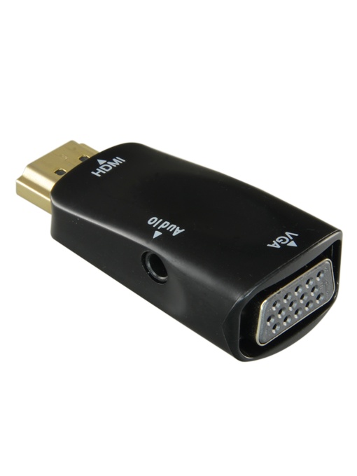 HDMI adapter A VGA+Audio - Passive, does not need food - converts a HDMI output to VGA+Audio - Resolution 1080p/720p - HDMI input - VGA+Audio output