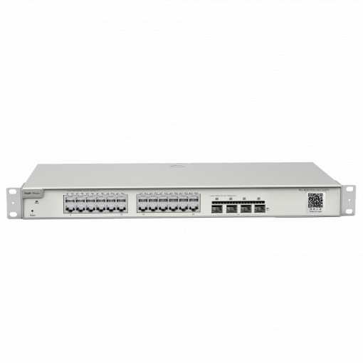 Reyee Switch Cloud Capa 2+ - 24 portas RJ45 Gigabit - 4 portas SFP Gigabit - Static LAG/DHCP Snoop/IGMP Snoop/Port Mirror - VLAN/Insolação de portas/STP/RSTP/ACL/QoS - Servidor DHCP/Roteiros estáticos