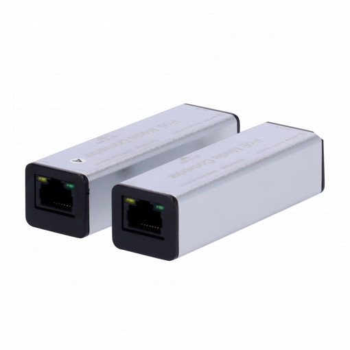 Safire Media Converter Kit (2 unidades) - 1x Porta Ethernet RJ45 - 1x Conector Simplex SC - Fast Ethernet 10/100Mbps - 20Km Distância de transmissão da fibra - Potência de entrada 12-48Vdc ou PoE 802.3af