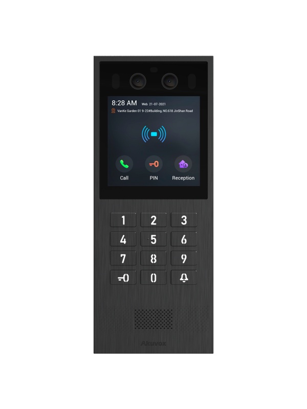 Videoporteiro IP antivandálico IK08 em superficie - Câmara dupla 2 Mpx | Áudio bidirecional - Facial, cartão, PIN, BLE e QR | 2 relés - Apartamentos | PoE+, SIP padrão - Ecrã TFT 4" tátil [%VAR%] | Manutenção da Cloud - Ligação via Cloud | Saída 12V