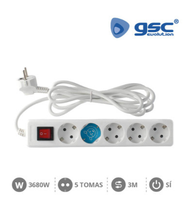 000000021 - 8436021940216Base múltipla 5T + Int. (3x1,5mm) 3M Branco