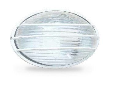 000700455 - 8433373004559Aplique de grelha semi-oval em alumínio E27 60W Bl.