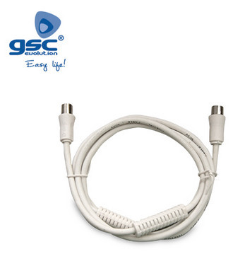 002601350 - 8433373013506Cabo coaxial de TV com filtro 1,5M de macho para fêmea Branco
