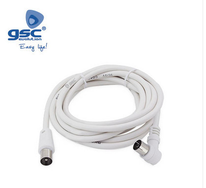 002602970 - 8433373029705Cabo coaxial de TV angular 1,5M de macho para fêmea Branco