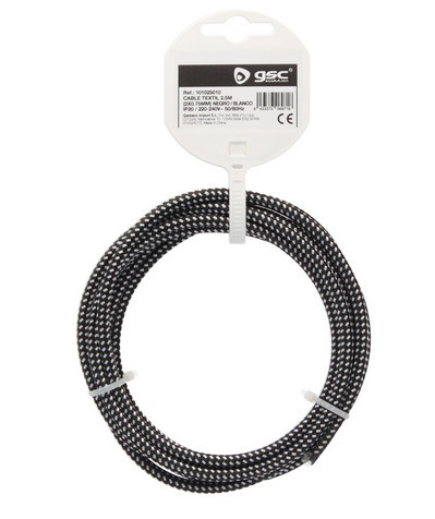 101025010 - 8433373069718Cabo têxtil 2,5M (2x0,75mm) Preto/Branco