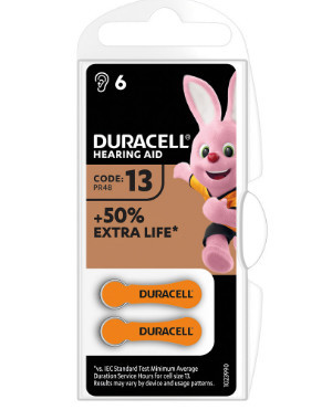 106000041 Pilha para aparelho auditivo Duracell DA 13 Blister 6unidades