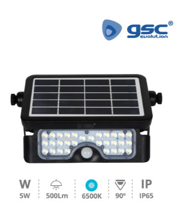 200210001 - 8433373049918 Projetor solar LED multifuncional com sensor 5W 6500K IP65 Preto