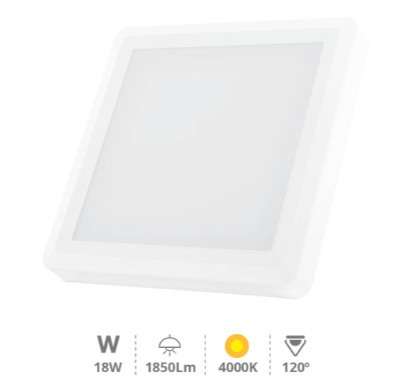 201005027 - 8433373054615 Downlight LED quadrado de superfície Vasan 18W 4000K Branco