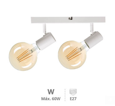 202000024 - 8433373067318Projetor de teto duplo linear Salmela Series E27 Branco