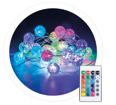 204805013 - 8433373065239Guirlanda de bola LED 3M com USB + controle remoto 24 funções RGB IP44
