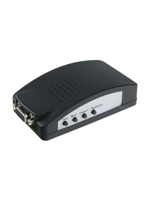 Adaptador de vídeo - Entradas: VGA, SVIDEO ou Vídeo BNC - Saída: VGA - Múltiplas resoluções suportadas - Sistema de vídeo NTSC, PAL e SECAM - Ajustes de imagem por menu OSD