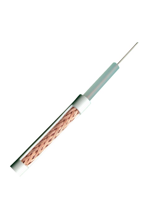 Cabo coaxial micro RG59 - Vídeo - Bobine de 100 metros - Cobertura de cor branca - Diâmetro exterior 3.5 mm - Mínima perda