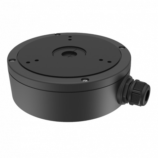 Caixa de conexões - Para câmaras dome - Apto para uso exterior - Instalação em tecto ou parede - Cor preto - Passador de cabos