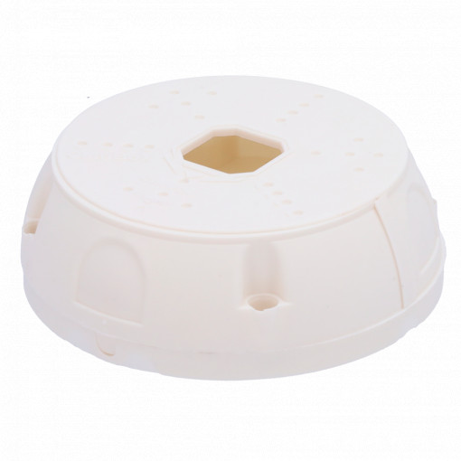 Caixa de conexões para câmaras domo - Apto para uso exterior - Instalação em tecto ou parede - Fabricado em plástico - Cor branco